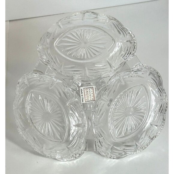 Fifth Avenue Crystal Clear Glass Serving 3 Compartment Dish Bowl With Handle - Picture 2 of 8